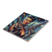 Retro Sci-Fi weibliche Malerei Fliese (Seite)