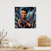 Retro Sci-Fi weibliche Malerei Poster (Küche)