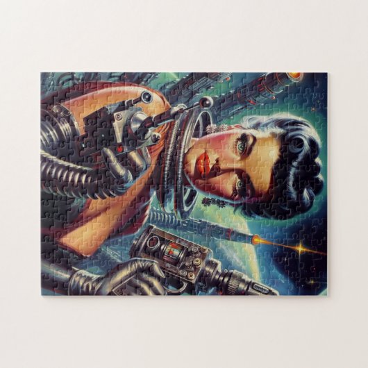 Retro Sci-Fi weibliche Malerei Puzzle (Horizontal)