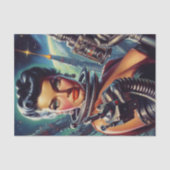 Retro Sci-Fi weibliche Malerei Seidenpapier (Vorderseite)