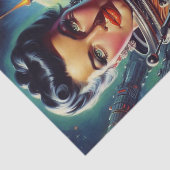 Retro Sci-Fi weibliche Malerei Seidenpapier (Ausschnitt)