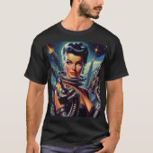 Retro Sci-Fi weibliche Malerei T-Shirt (Vorderseite)
