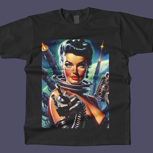 Retro Sci-Fi weibliche Malerei T-Shirt