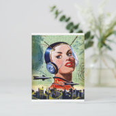 Retro-Science Fiction Einladung (Stehend Vorderseite)