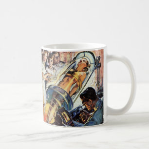 Retro-Science-Fiction, Frau-Laborexperiment Kaffeetasse