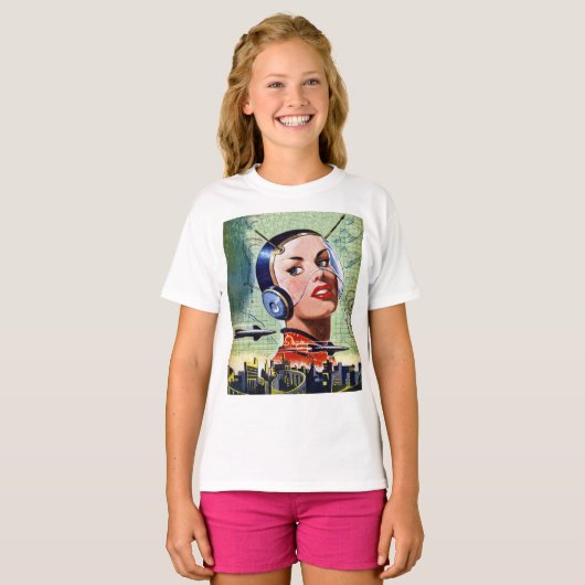 Retro Science Fiction Girls T - Shirt (Vorne ganz)