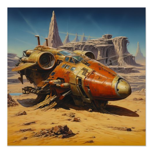Retro-Science-Fiction-Szene Poster (Vorderseite)