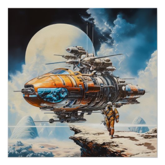 Retro-Science-Fiction-Szene Poster (Vorderseite)