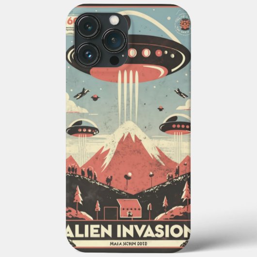 Retro SciFi Adventure iPhone Case 🚀 👽 (Rückseite)