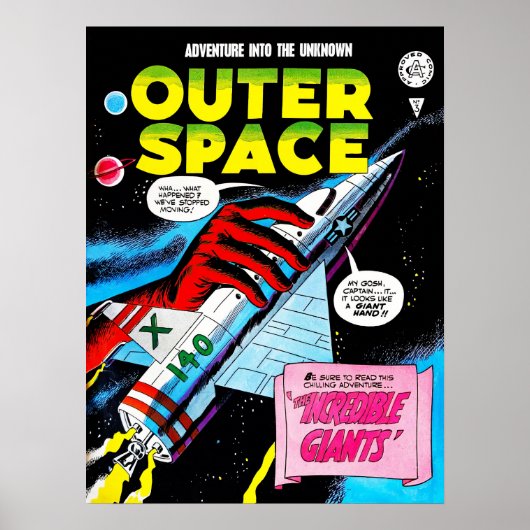 Retro SciFi Adventure Outer Space Comic Cover Poster (Vorne)