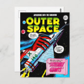Retro SciFi Adventure Outer Space Comic Cover Postkarte (Vorne/Hinten)