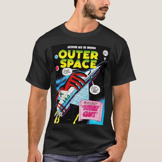 Retro SciFi Adventure Outer Space Comic Cover T-Shirt (Vorderseite)