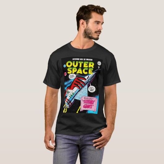 Retro SciFi Adventure Outer Space Comic Cover T-Shirt (Vorne ganz)