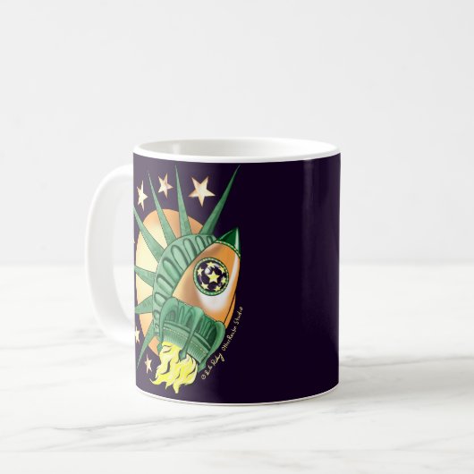 Retro SciFi Liberty Kaffeetasse (Vorderseite Links)