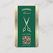 Retro Scissors Hunter Green Barber Loyalty Visitenkarte (Vorderseite)