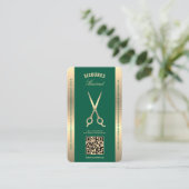 Retro Scissors Hunter Green Barber Loyalty Visitenkarte (Stehend Vorderseite)
