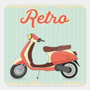 Retro Scooter Design Quadratischer Aufkleber