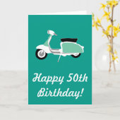 Retro Scooter Happy 50. Geburtstagskarte Karte (Gelbe Blume)