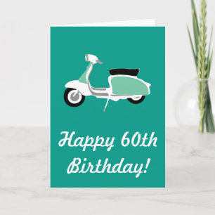 Retro Scooter Happy 60. Geburtstagskarte Karte