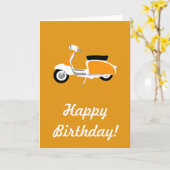 Retro Scooter Happy Birthday Card Orange Karte (Gelbe Blume)