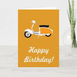 Retro Scooter Happy Birthday Card Orange Karte
