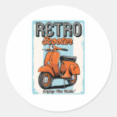 Retro Scooter Runder Aufkleber (Vorderseite)