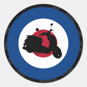 Retro Scooter-Silhouette-Aufkleber Runder Aufkleber