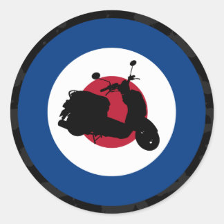 Retro Scooter-Silhouette-Aufkleber Runder Aufkleber