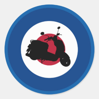 Retro Scooter-Silhouette-Aufkleber Runder Aufkleber