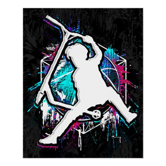 Retro Scooter - Stuntscooter - Kick Stunt Scooter Poster (Vorderseite)