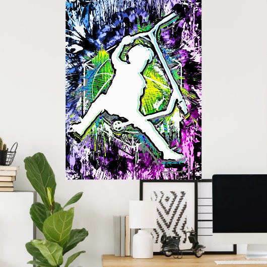 Retro Scooter - Stuntscooter - Kick Stunt Scooter Poster (Heimbüro)