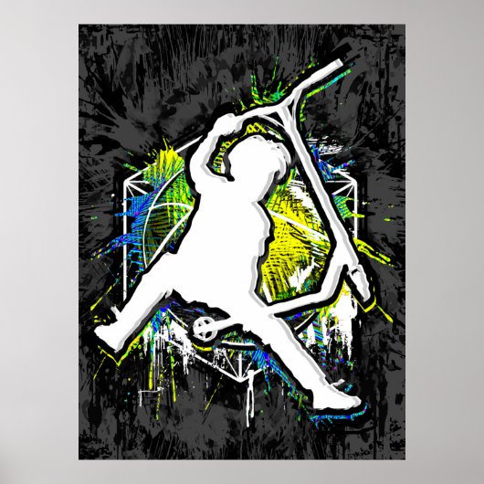 Retro Scooter - Stuntscooter - Kick Stunt Scooter Poster (Vorne)