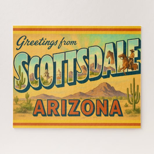 Retro Scottsdale Arizona 16x20 Postcard Puzzle (Horizontal)