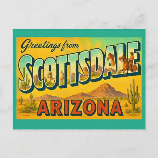 Retro Scottsdale Arizona Postkarte (Vorderseite)