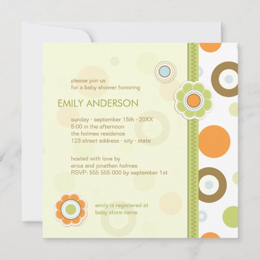 Retro Scrapbook Baby Dusche Einladung (Rückseite)