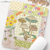 Retro Scrapbook Collage Artwork Blumengemälde Pilz Mousepad