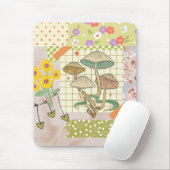 Retro Scrapbook Collage Artwork Blumengemälde Pilz Mousepad (Mit Mouse)