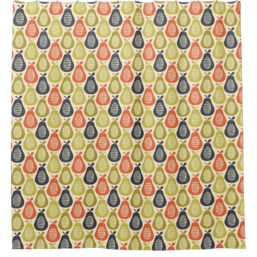 Retro Scribble Birnen Muster Duschvorhang (Vorderseite)