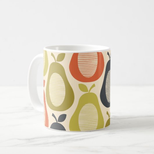 Retro Scribble Birnen Muster Kaffeetasse (Vorderseite Links)