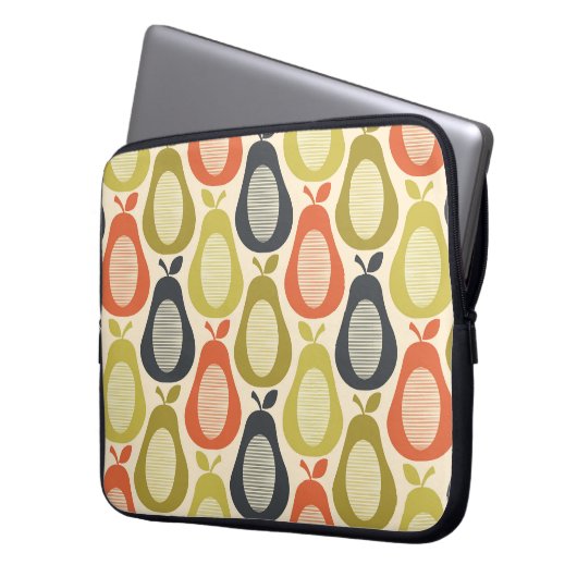 Retro Scribble Birnen Muster Laptopschutzhülle (Vorderseite Links)