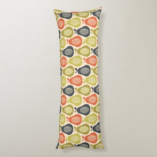 Retro Scribble Birnen Muster Seitenschläferkissen (Rückseite (Vertikal))