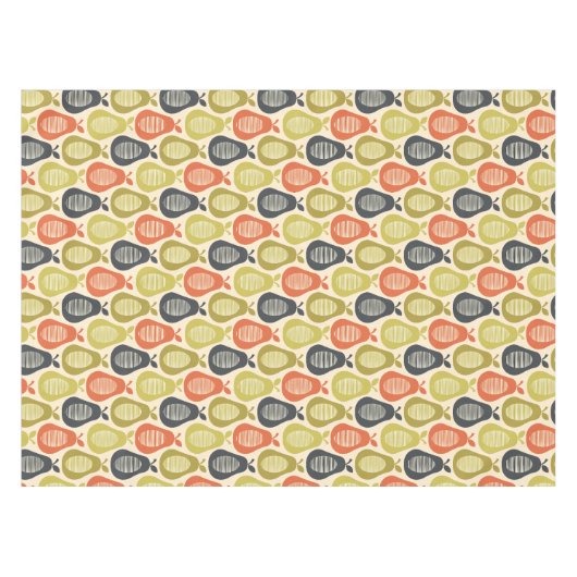 Retro Scribble Birnen Muster Tischdecke (Vorderseite (Horizontal))