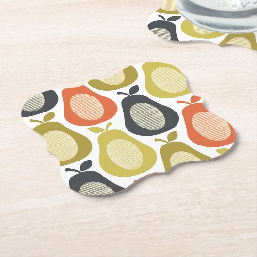 Retro Scribble Birnen Muster Untersetzer (angewinkelt)