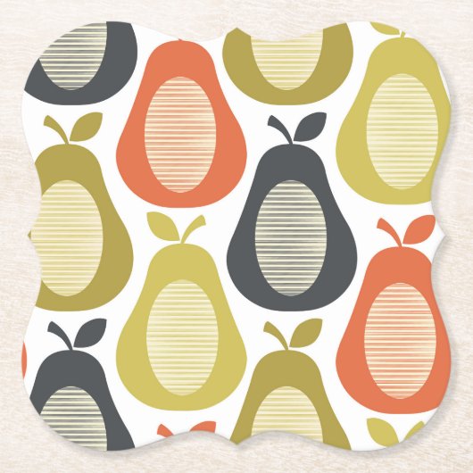 Retro Scribble Birnen Muster Untersetzer (Vorderseite)