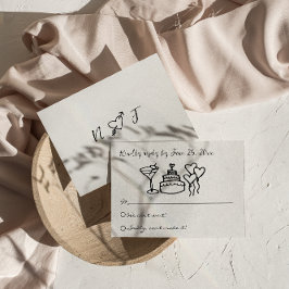 Retro Scribble Hand Drawn geschrieben Einzigartige RSVP Karte