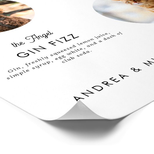 Retro Script 2 Haustiere Signature Drinks Hochzeit Poster (Ecke)