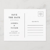 Retro Script 3 Foto Collage Wedding Save the Date Postkarte (Rückseite)