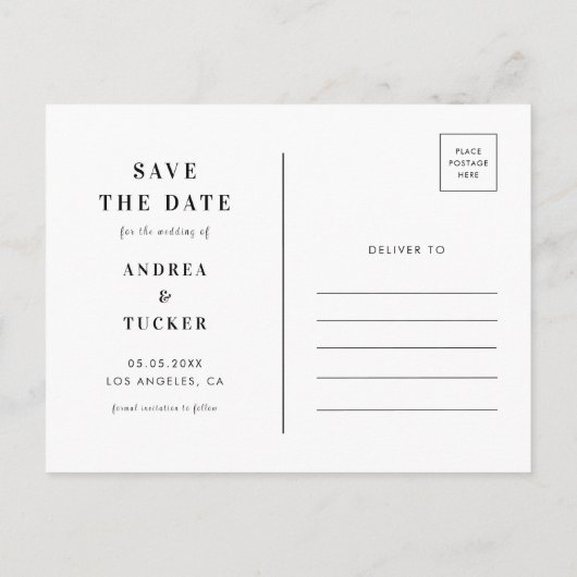 Retro Script 3 Foto Collage Wedding Save the Date Postkarte (Rückseite)