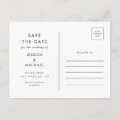 Retro Script 4 Foto Collage Wedding Save the Date Postkarte (Rückseite)