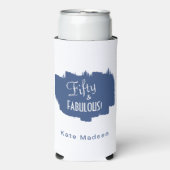 Retro-Script 50 & FABULOUS Blue Selters Dosenkühler (Seltzer Vorderseite)